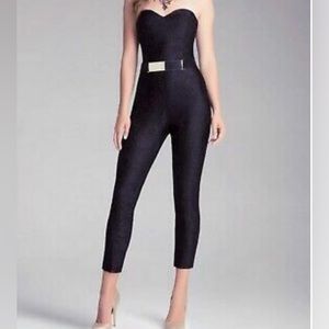 Bebe Strapless Black Lace Jumpsuit Size 6